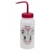 SP Bel-Art Safety-Labeled 2-Color Acetone Wide-Mouth Wash Bottles; 500ml (16oz), Polyethylene w/Red Polypropylene Cap (Pack of 6)