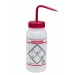 SP Bel-Art Safety-Labeled 2-Color Acetone Wide-Mouth Wash Bottles; 500ml (16oz), Polyethylene w/Red Polypropylene Cap (Pack of 6)