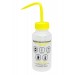 SP Bel-Art Safety-Labeled 2-Color Isopropanol Wide-Mouth Wash Bottles; 500ml (16oz), Polyethylene w/Yellow Polypropylene Cap (Pack of 6)
