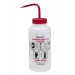 SP Bel-Art Safety-Labeled 2-Color Acetone Wide-Mouth Wash Bottles; 1000ml (32oz), Polyethylene w/Red Polypropylene Cap (Pack of 6)