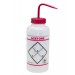 SP Bel-Art Safety-Labeled 2-Color Acetone Wide-Mouth Wash Bottles; 1000ml (32oz), Polyethylene w/Red Polypropylene Cap (Pack of 6)