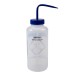 SP Bel-Art Safety-Labeled 2-Color Distilled Water Wide-Mouth Wash Bottles; 1000ml (32oz), Polyethylene w/Blue Polypropylene Cap (Pack of 6)