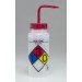 SP Bel-Art Safety-Labeled 4-Color Acetone Wide-Mouth Wash Bottles; 500ml (16oz), Polyethylene w/Red Polypropylene Cap (Pack of 4)