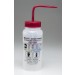 SP Bel-Art Safety-Labeled 4-Color Acetone Wide-Mouth Wash Bottles; 500ml (16oz), Polyethylene w/Red Polypropylene Cap (Pack of 4)