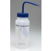 SP Bel-Art Safety-Labeled 4-Color Distilled Water Wide-Mouth Wash Bottles; 500ml (16oz), Polyethylene w/Blue Polypropylene Cap (Pack of 4)