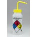 SP Bel-Art Safety-Labeled 4-Color Isopropanol Wide-Mouth Wash Bottles; 500ml (16oz), Polyethylene w/Yellow Polypropylene Cap (Pack of 4)