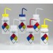SP Bel-Art Safety-Labeled Assorted 4-Color Wide-Mouth Wash Bottles; 500ml (16oz), Polyethylene w/Polypropylene Cap, (Pack of 6)
