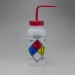 SP Bel-Art GHS Labeled Safety-Vented Acetone Wash Bottles; 500ml (16oz), Polyethylene w/Red Polypropylene Cap (Pack of 4)