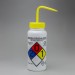 SP Bel-Art GHS Labeled Safety-Vented Sodium Hypochlorite (Bleach) Wash Bottles; 500ml (16oz), Polyethylene w/Yellow Polypropylene Cap (Pack of 4)