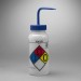 SP Bel-Art GHS Labeled Safety-Vented Water Wash Bottles; 500ml (16oz), Polyethylene w/Blue Polypropylene Cap (Pack of 4)
