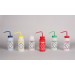 SP Bel-Art Safety-Labeled Assorted 2-Color Wide-Mouth Wash Bottles; 500ml (16oz), Polyethylene w/Polypropylene Cap (Pack of 6)