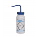SP Bel-Art Safety-Labeled 2-Color Water Wide-Mouth Wash Bottles; 500ml (16oz), Polyethylene w/Blue Polypropylene Cap (Pack of 6)