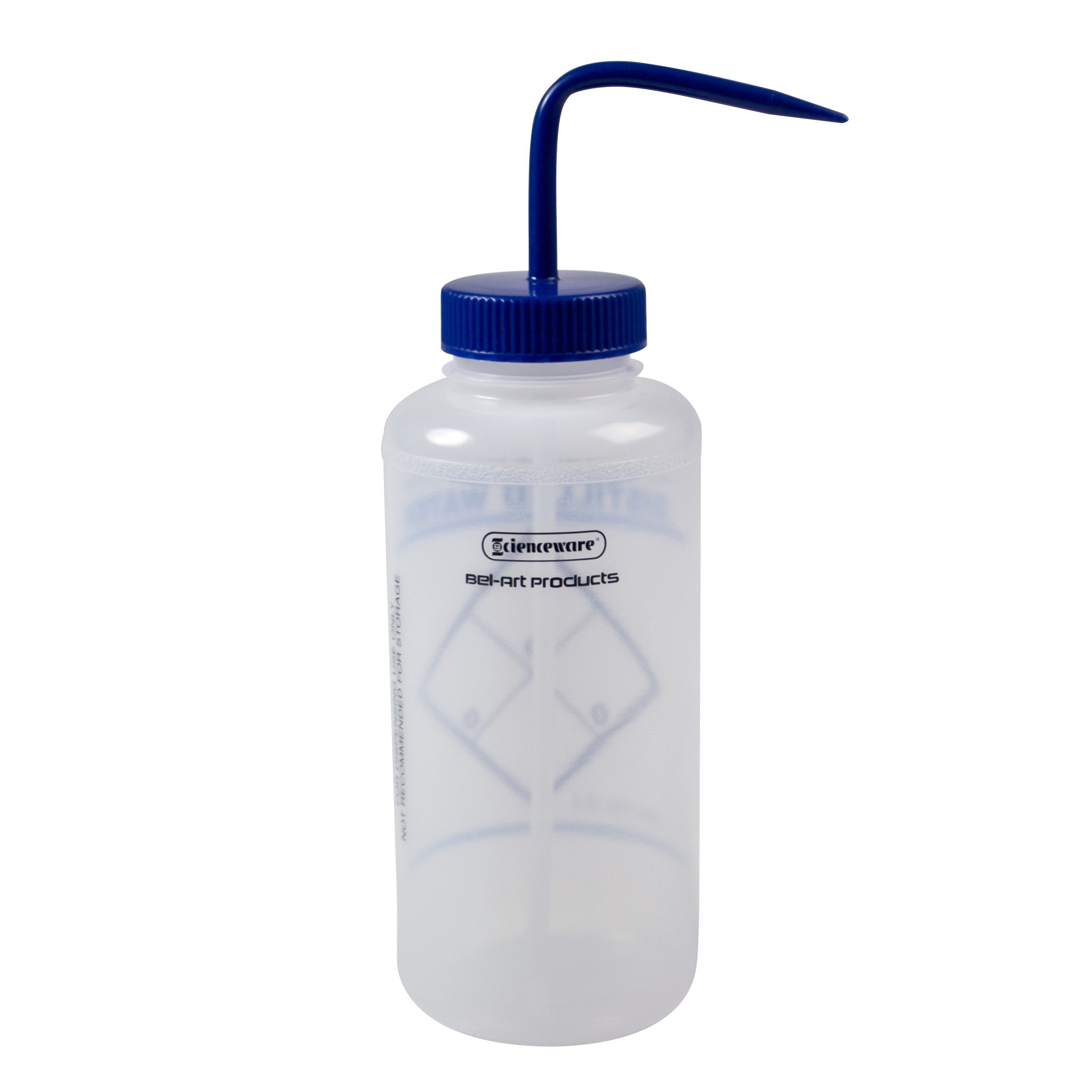 Bel-Art Safety-Labeled 4-Color Distilled Water Wide-Mouth Wash Bottles; 1000ml Polyethylene w/Blue Polypropylene Cap Pack of 4 32oz F11732-0004 